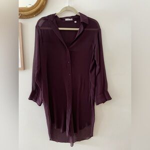 Babaton Deep Burgundy Shirt Dress
